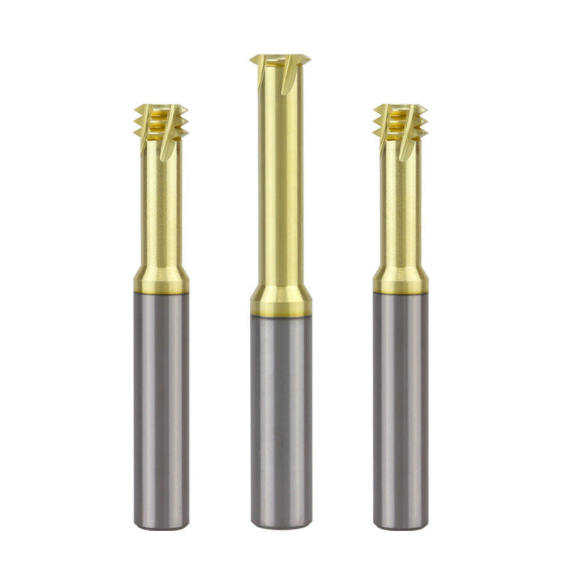 Solid Carbide Threading End Mill Metric Champagne Kleur Drie Tanden Voor Titaniumlegering