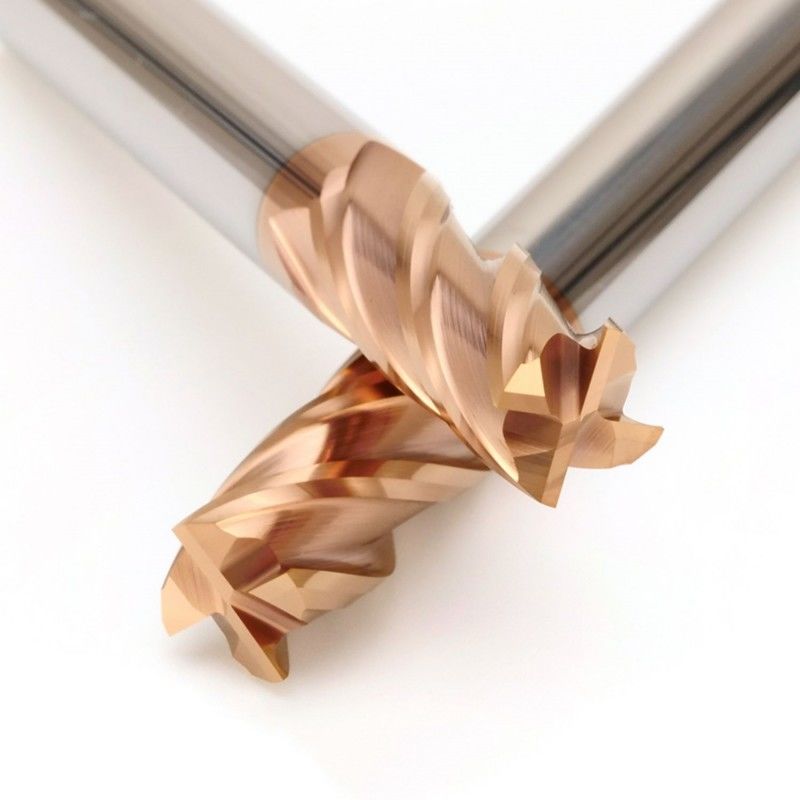 Vierkante vaste carbide eindmolen HRC55 graden Bronzen kleur coating 4 fluitjes